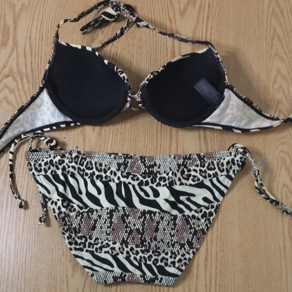B43 Women 2Pc Smart & Sexy Swimsuit Bikini Animal Print Padded Size 34C Small - Picture 6 of 8